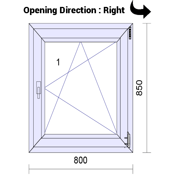 uPVC Tilt and Turn Double Glazed Window Frame and Glass 70mm UK 2 Gasket Seal - 610 x 1160 mm