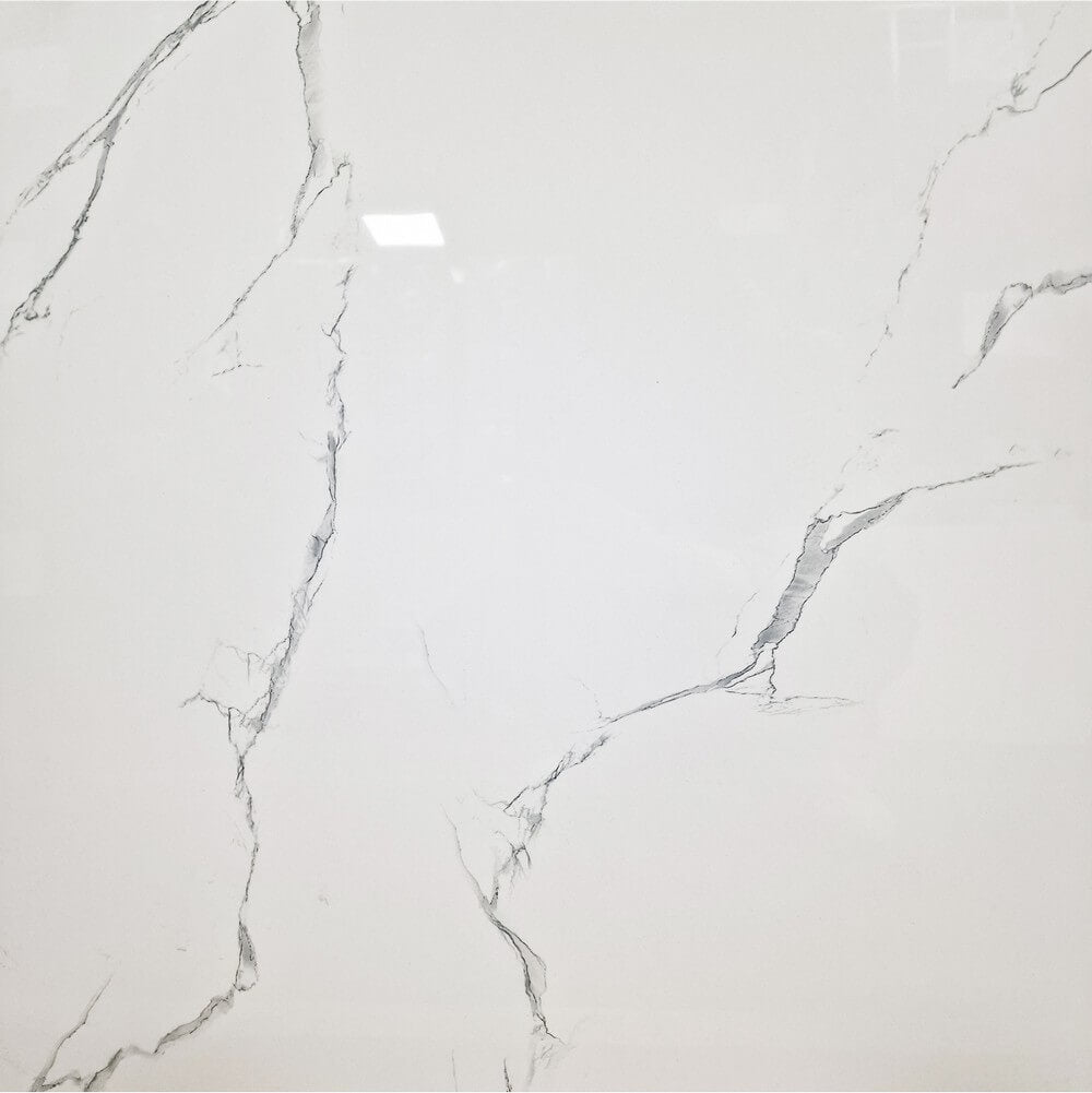 Alaska White Rectified Polished Porcelain (600mm x 600mm) Wall and Floor Tiles