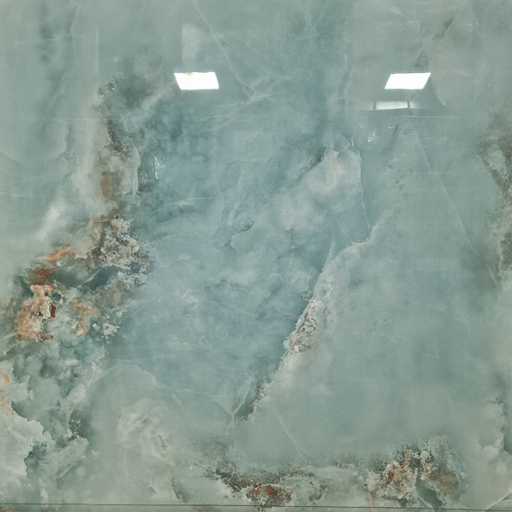 Aqua Marina Rectified Glossy Stone Effect Porcelain (1000mm x 1000mm) Wall and Floor Tiles