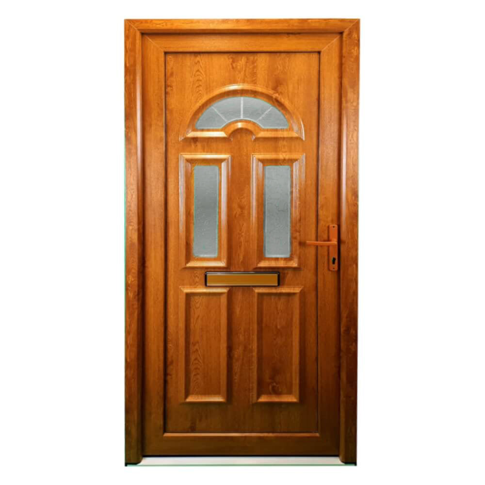 uPVC Pre-Hung Full Front Door Set 24mm Right Hand Hung - (BAU 27 Golden Oak)