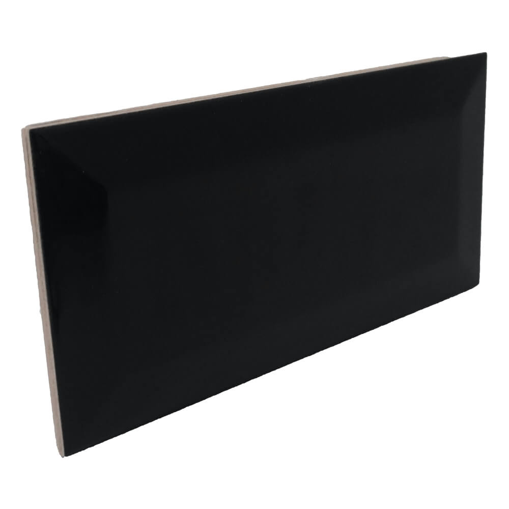 Black Metro Brick Tiles (100mm x 200mm) Diamond Decorative Polished Wall Tile