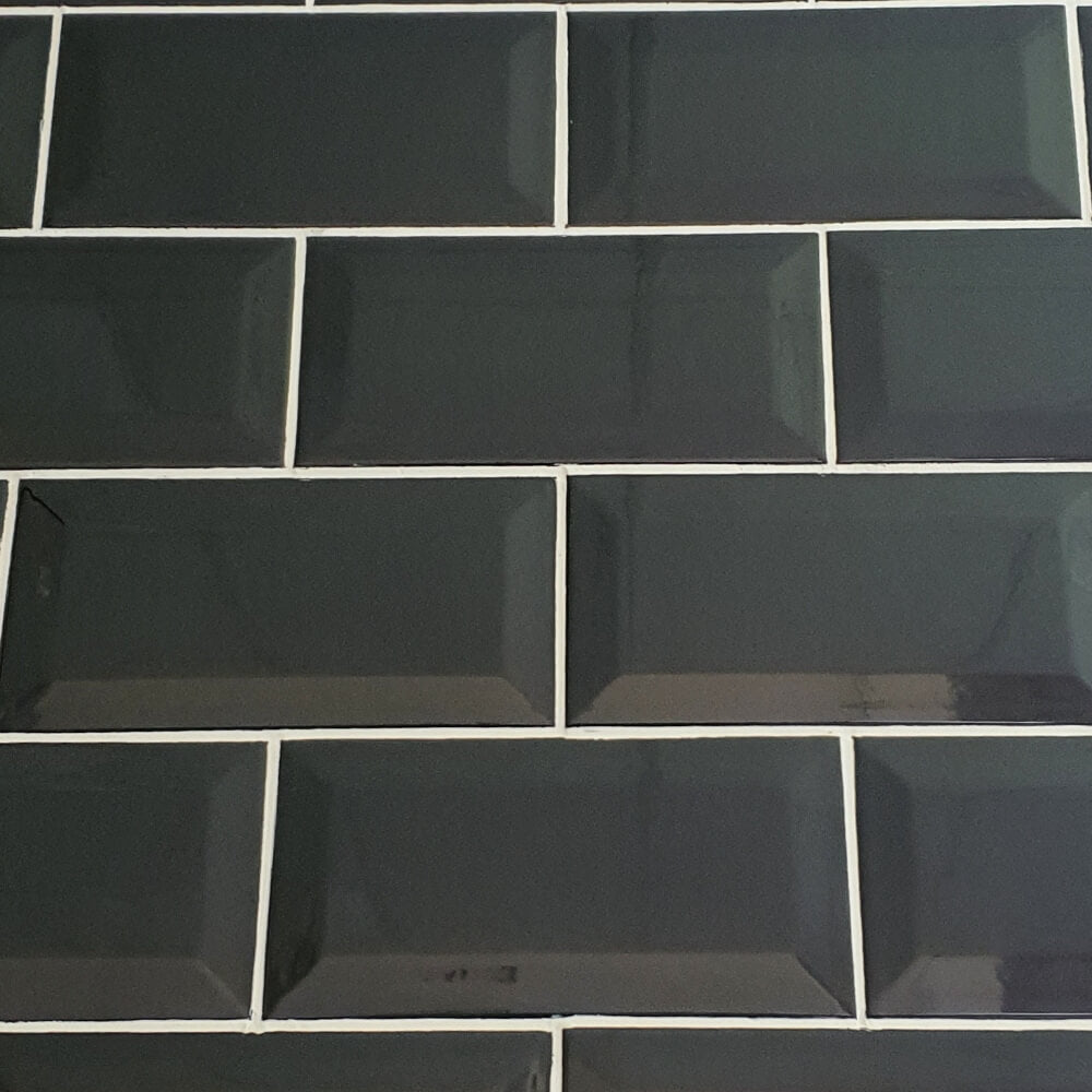 Black Metro Brick Tiles (100mm x 200mm) Diamond Decorative Polished Wall Tile