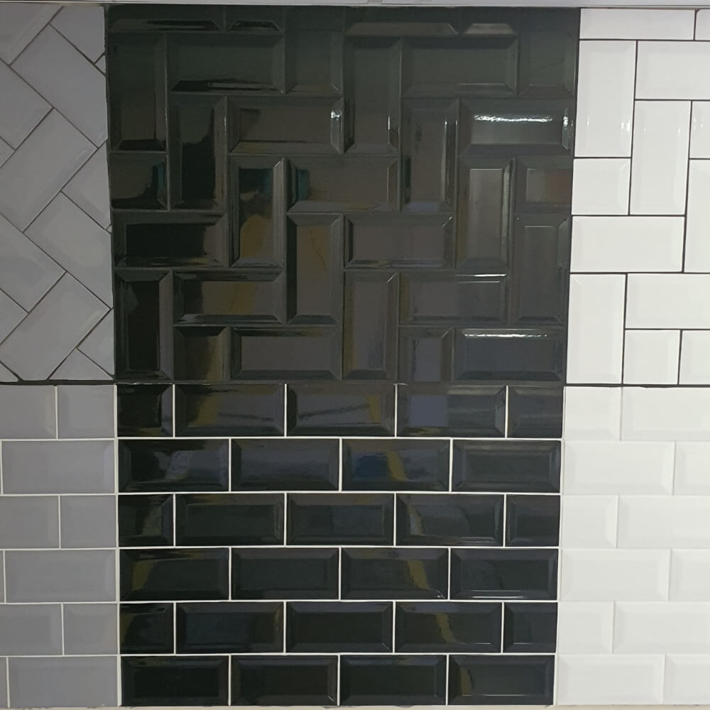 Black Metro Brick Tiles (100mm x 200mm) Diamond Decorative Polished Wall Tile