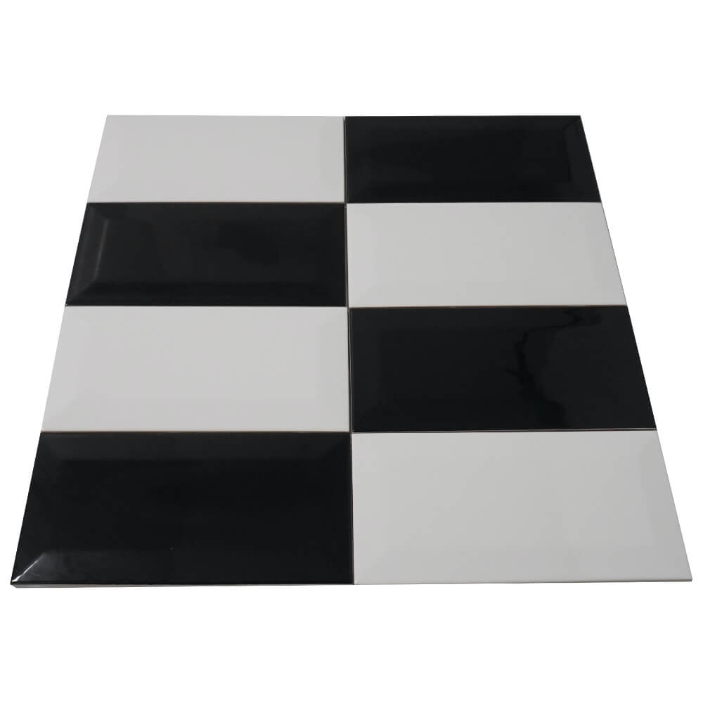 Black Metro Brick Tiles (100mm x 200mm) Diamond Decorative Polished Wall Tile