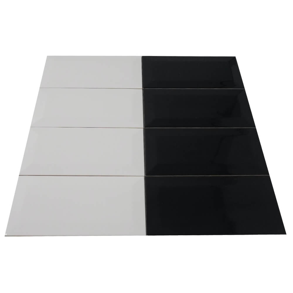 Black Metro Brick Tiles (100mm x 200mm) Diamond Decorative Polished Wall Tile