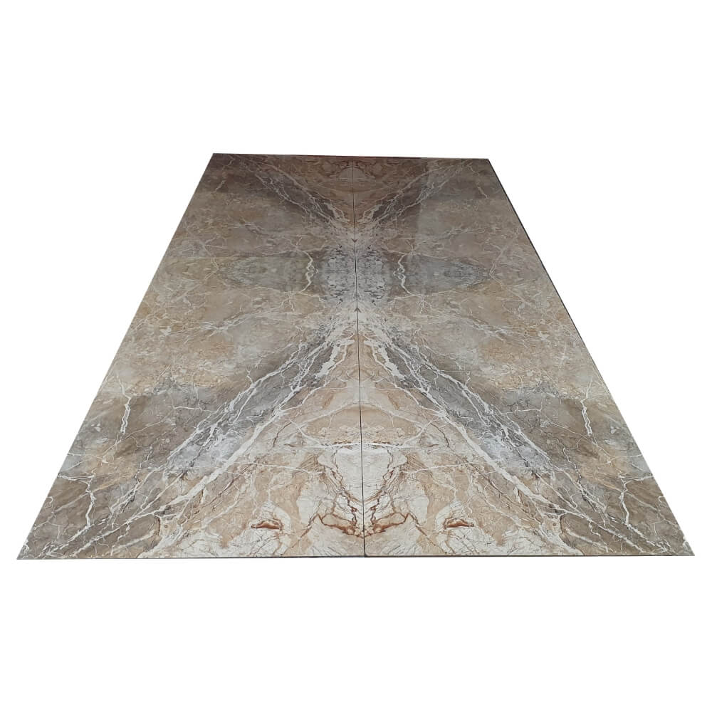 Blue Breccia Book Match A Rectified Large Format Polished Stone Effect Porcelain (1200mm x 2400mm) Floor & Wall Tiles