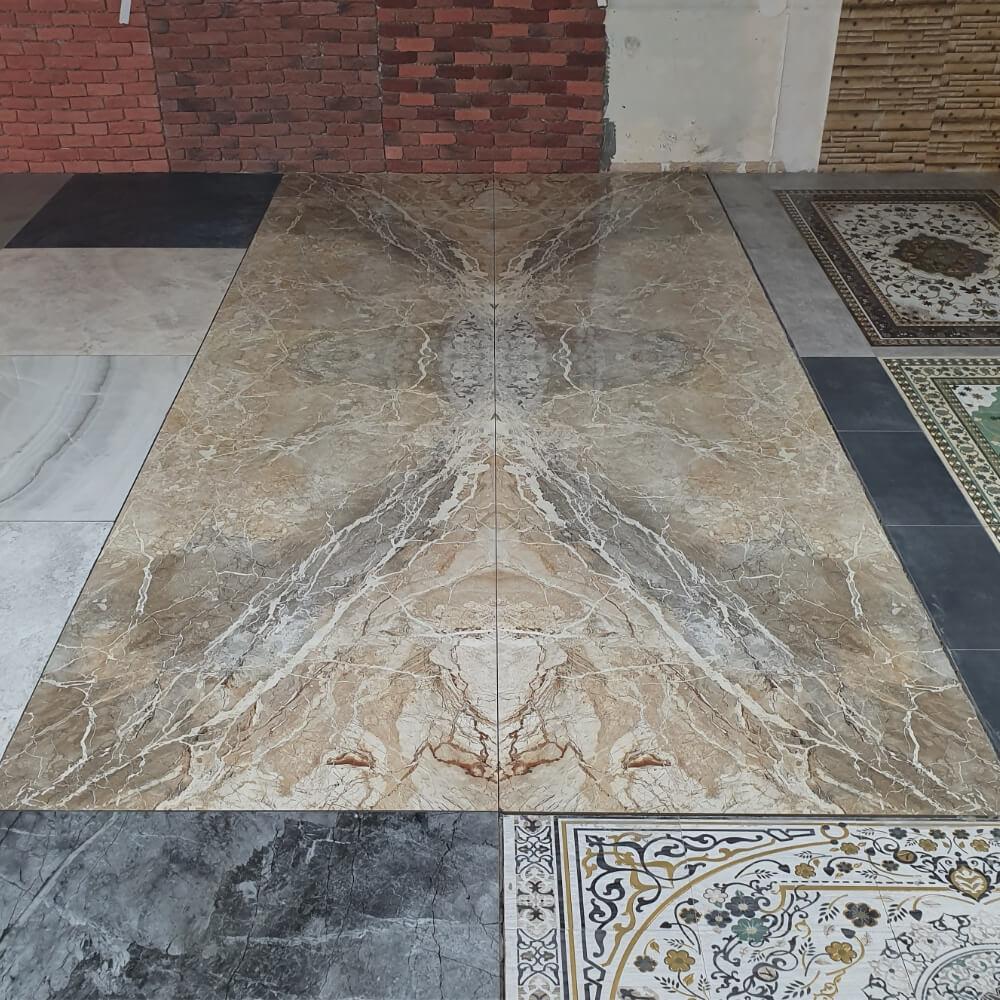 Blue Breccia Book Match B Rektyfikacja wielkoformatowa polerowana porcelana z efektem kamienia 1200x2400mm Płytki podłogowe i ścienne