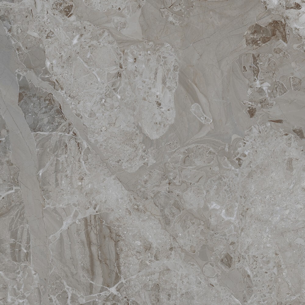 Porțelan Breccia Oyster rectificat lucios cu efect de piatră, 800x800mm, gresie și faianta