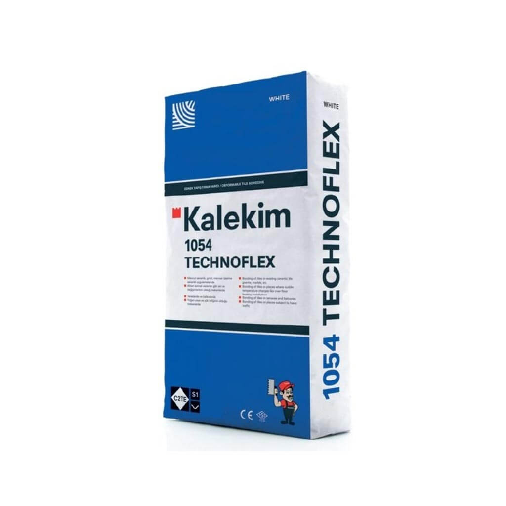 C2TE S1 Kalekim Technoflex Adeziv pentru plăci deformabile pentru perete și podea Opțiune de culoare gri și alb (25 kg) Potrivit pentru plăci de porțelan, ceramică și granit