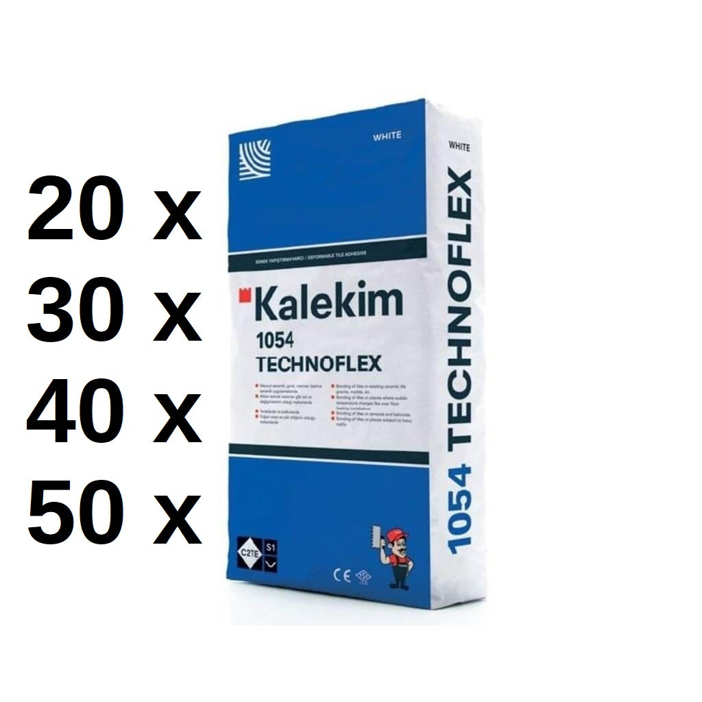 Pachet vrac x C2TE S1 Kalekim Technoflex Adeziv deformabil pentru faianță pentru pereți și podea Opțiune de culoare gri și alb (25 kg) Potrivit pentru plăci de porțelan, ceramică și granit