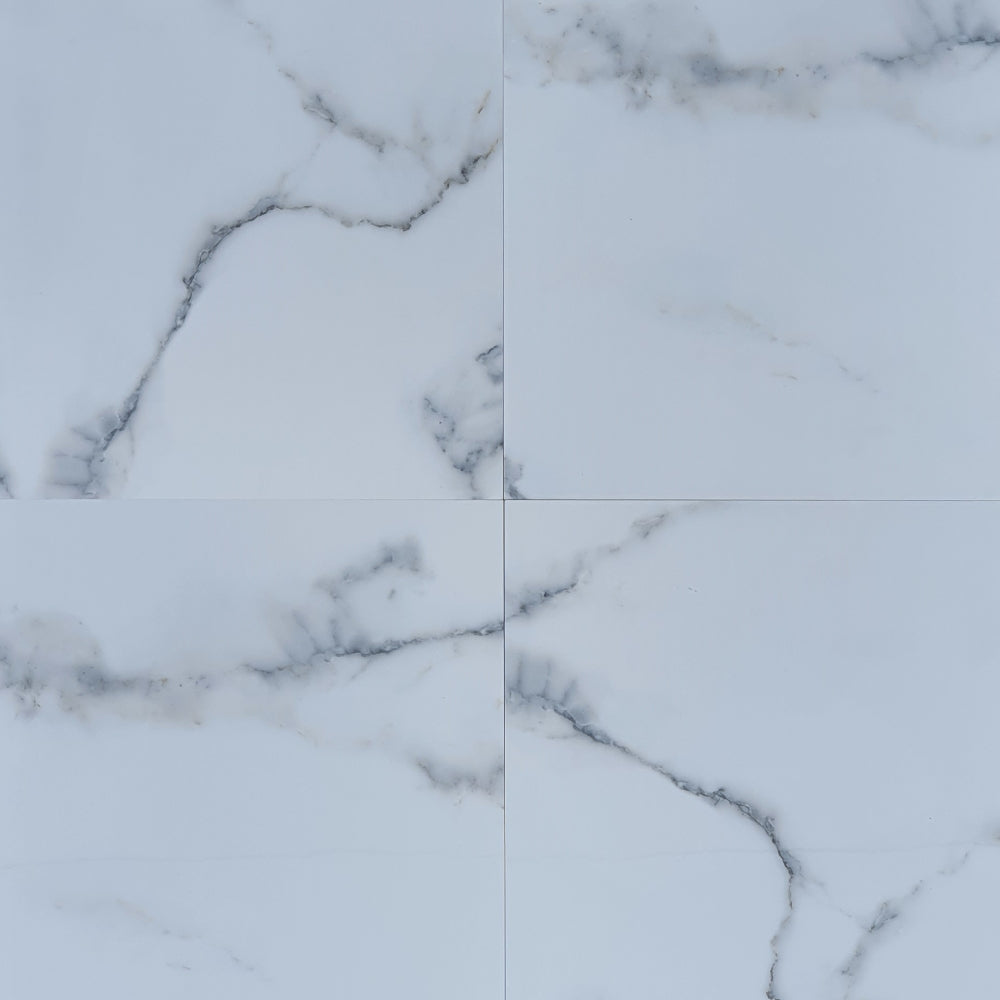 Carrara White Rectified Polished Porcelain (600mm x 600mm) Wall and Floor Tiles
