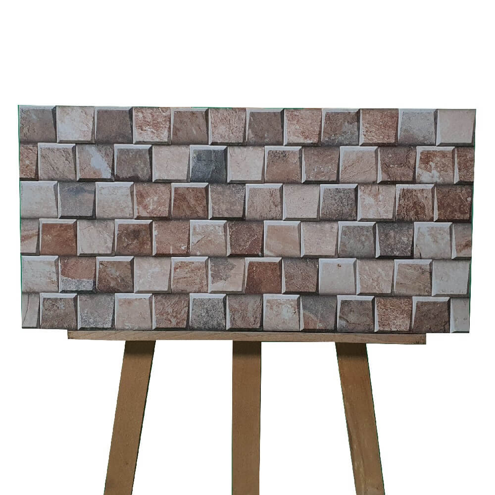Cocoostia Coffee Brown Mosaic Cubes Split Face Slate Effect 300x600mm Rektyfikowana matowa porcelanowa dekoracyjna płytka ścienna