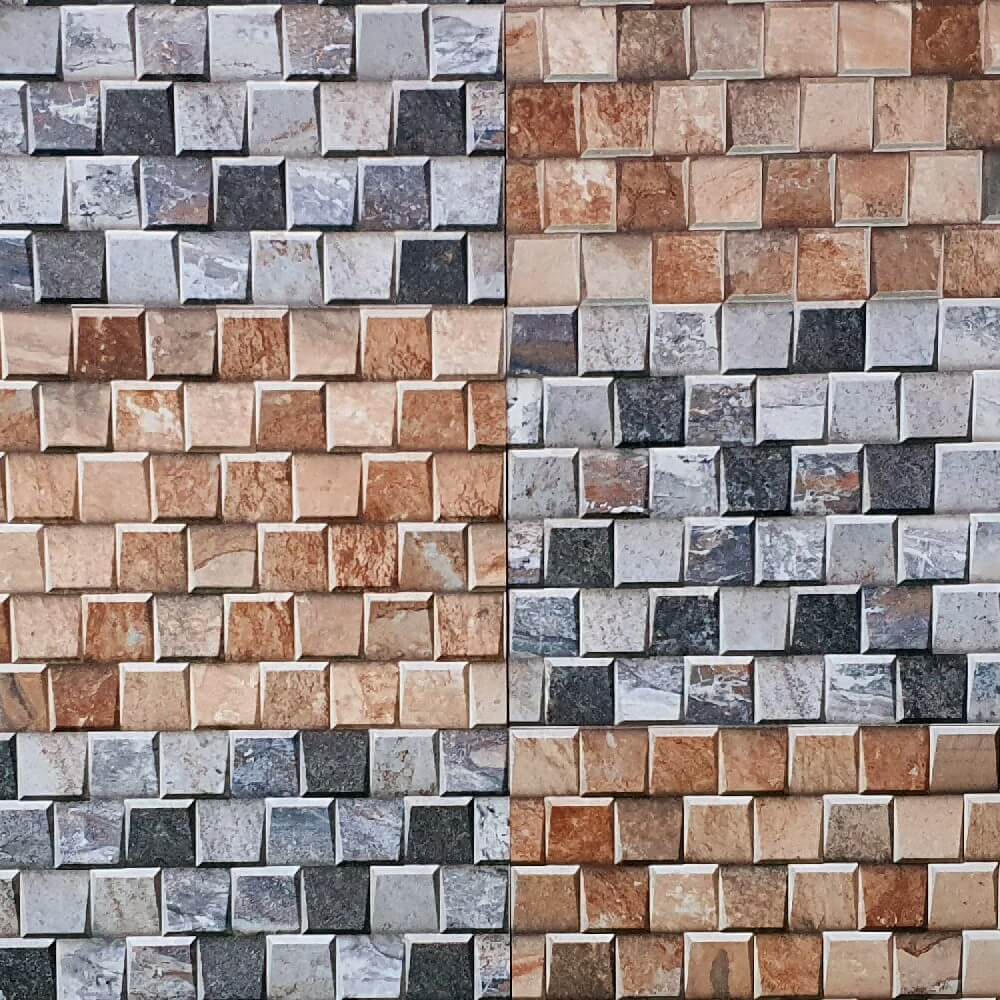 Cocoostia Coffee Brown Mosaic Cubes Split Face Slate Effect 300x600mm Rektyfikowana matowa porcelanowa dekoracyjna płytka ścienna