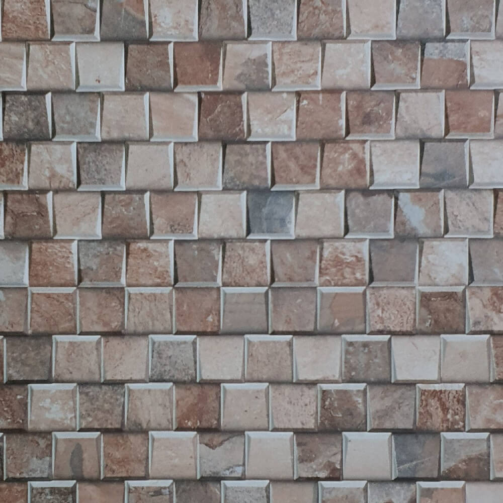 Cocoostia Coffee Brown Mosaic Cubes Split Face Slate Effect 300x600mm Rektyfikowana matowa porcelanowa dekoracyjna płytka ścienna