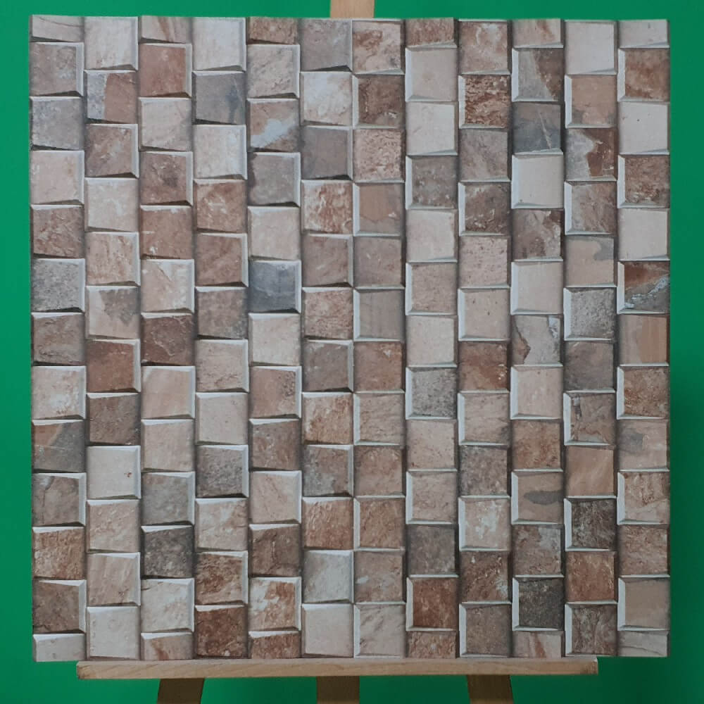 Cocoostia Coffee Brown Mosaic Cubes Split Face Slate Effect 300x600mm Rektyfikowana matowa porcelanowa dekoracyjna płytka ścienna