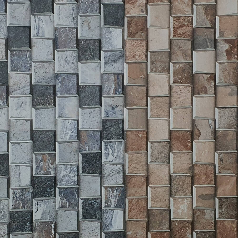 Cocoostia Coffee Brown Mosaic Cubes Split Face Slate Effect 300x600mm Rektyfikowana matowa porcelanowa dekoracyjna płytka ścienna