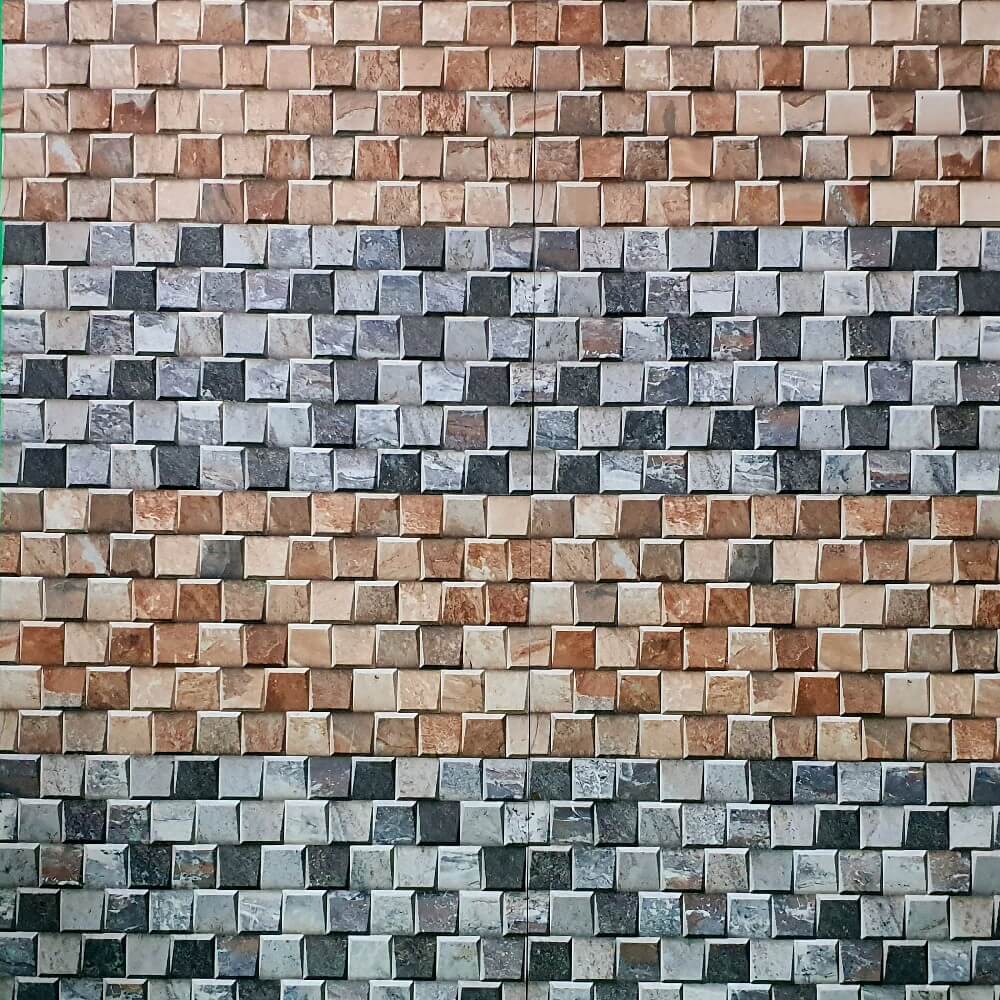 Cocoostia Coffee Brown Mosaic Cubes Split Face Slate Effect 300x600mm Rektyfikowana matowa porcelanowa dekoracyjna płytka ścienna