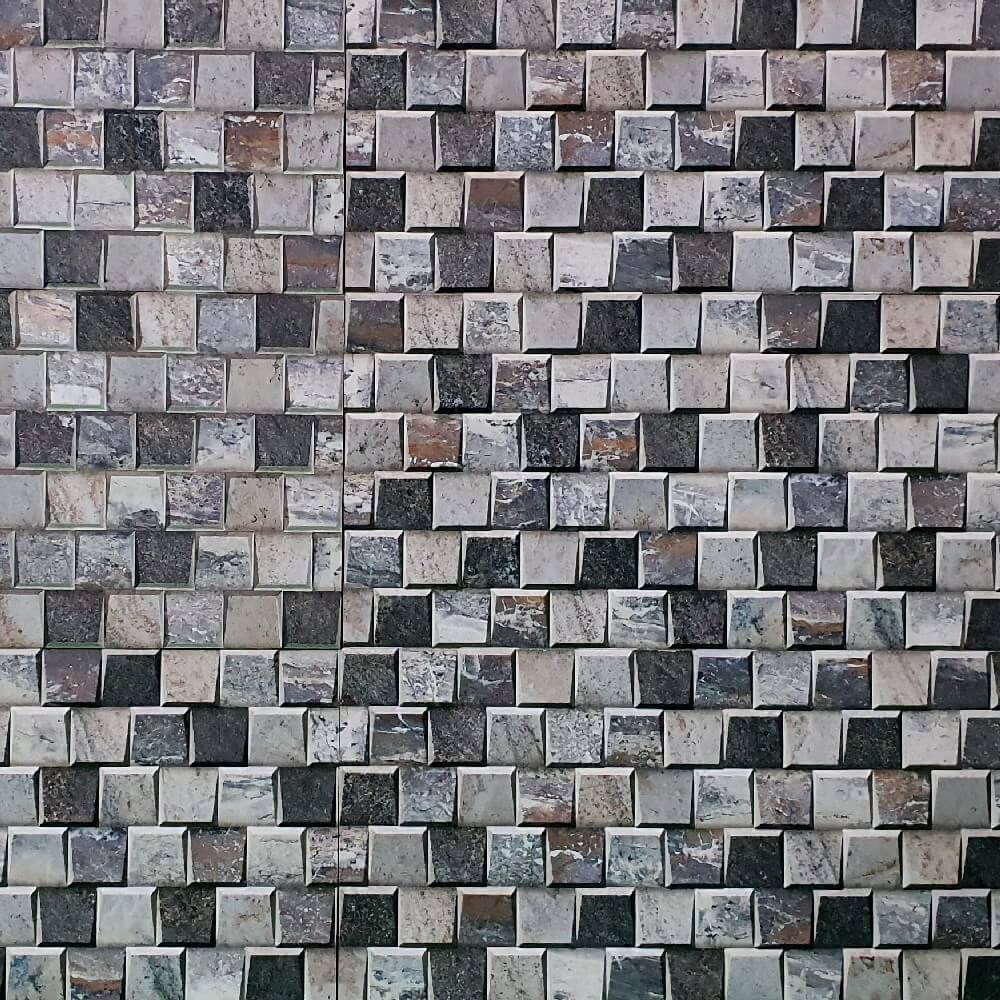 Cocoostia Grey Mosaic Cubes Split Face Slate Effect (300mm x 600mm) Rectified Matt Porcelain Decorative Wall Tile
