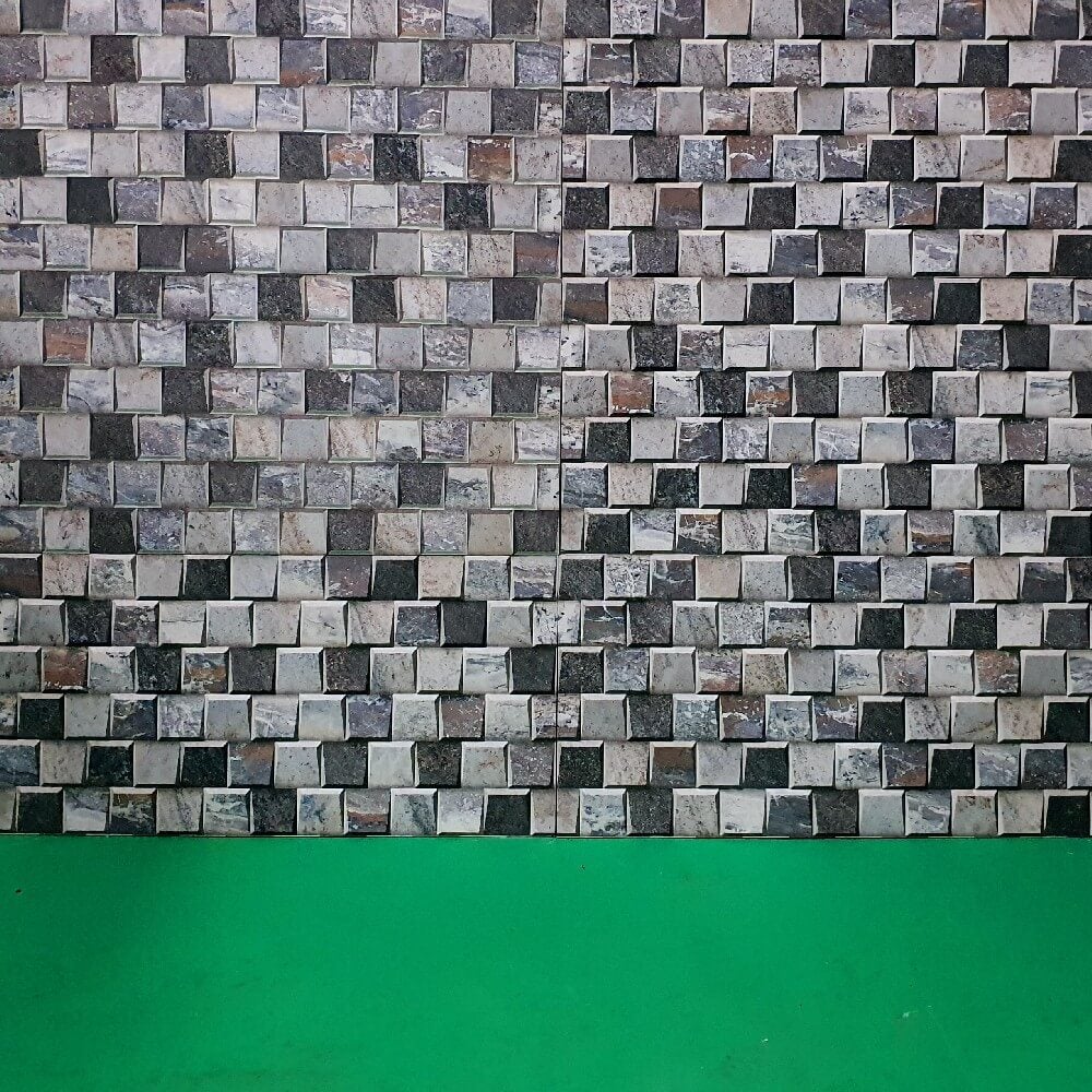 Cocoostia Grey Mosaic Cubes Split Face Slate Effect (300mm x 600mm) Rectified Matt Porcelain Decorative Wall Tile