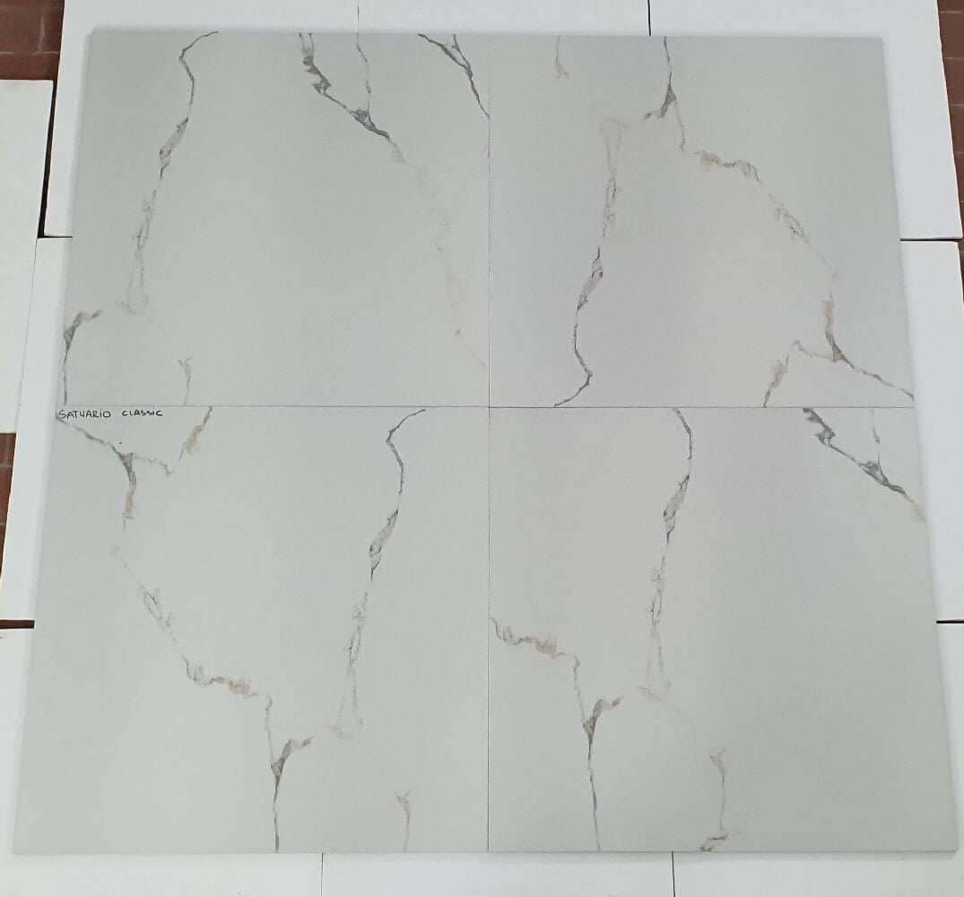 Creta Statuario Rectified Matt Stone Effect Porcelain (800mm x 800mm) Wall and Floor Tiles