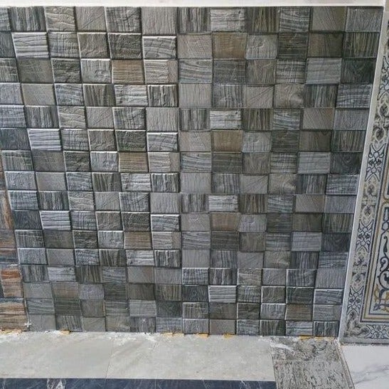 Ebony Grey Split Face Rectified Matt Porcelain (300mm x 600mm) Wall Tile