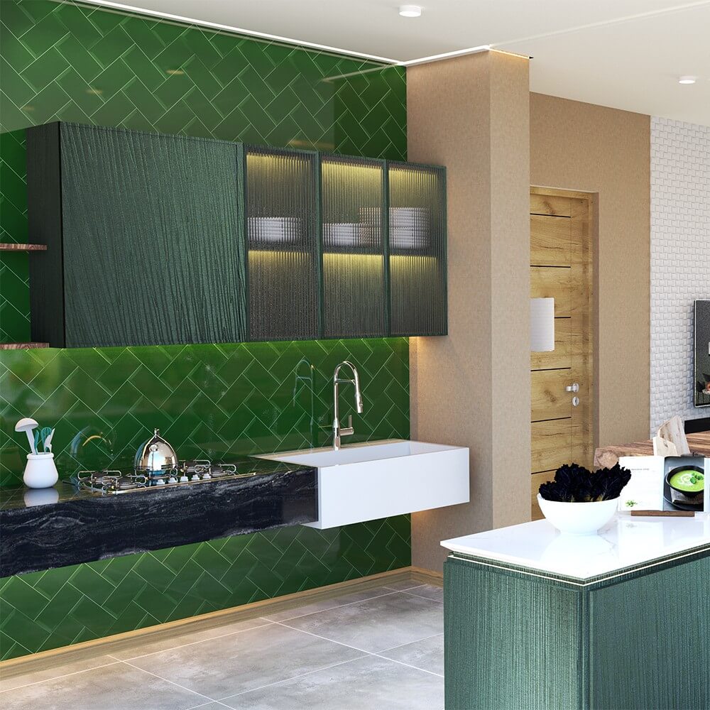 Placi de cărămidă Green Metro 100x200mm Placă de perete lustruită decorativă diamant