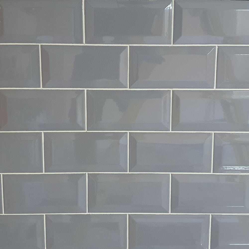 Grey Metro Brick Tiles 100x200mm Diamante Decorativ Lustruit Placi de Perete