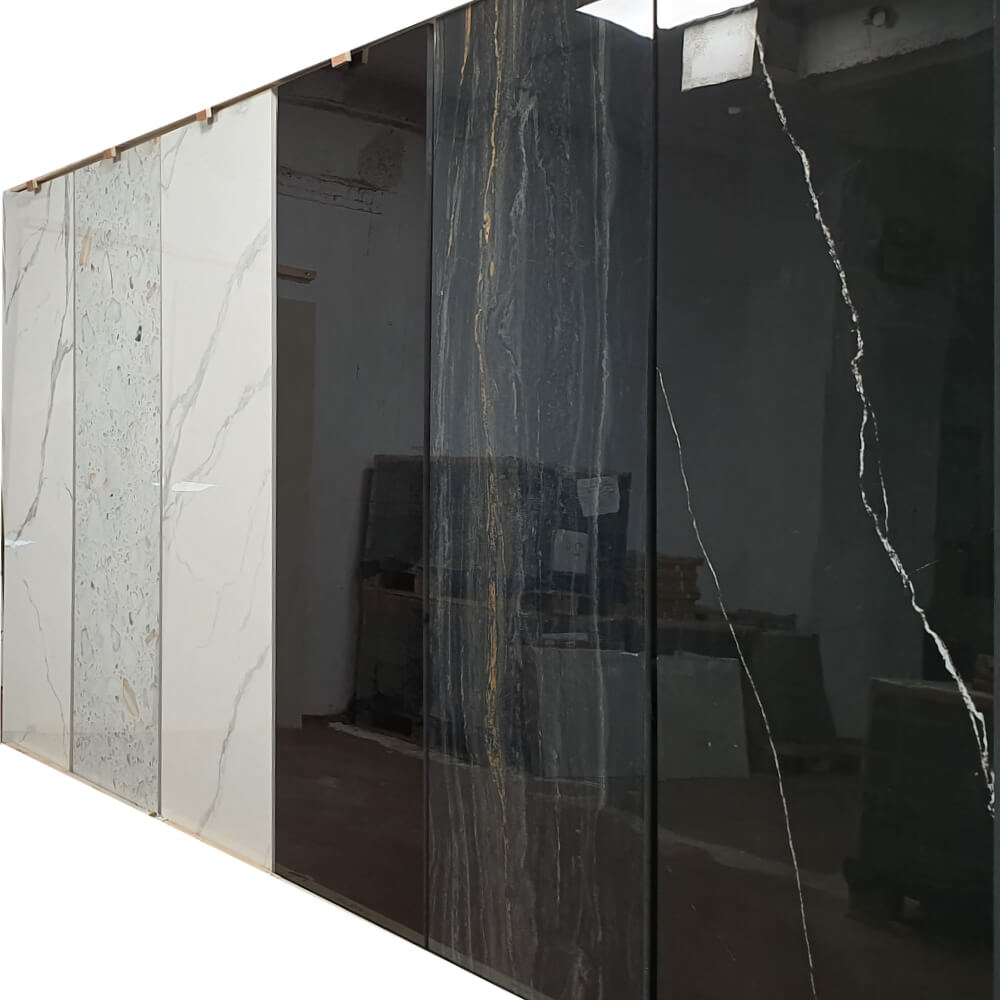 Marquina 18mm rectificat format mare slefuit cu efect de piatra blat de porțelan 800x2400mm gresie