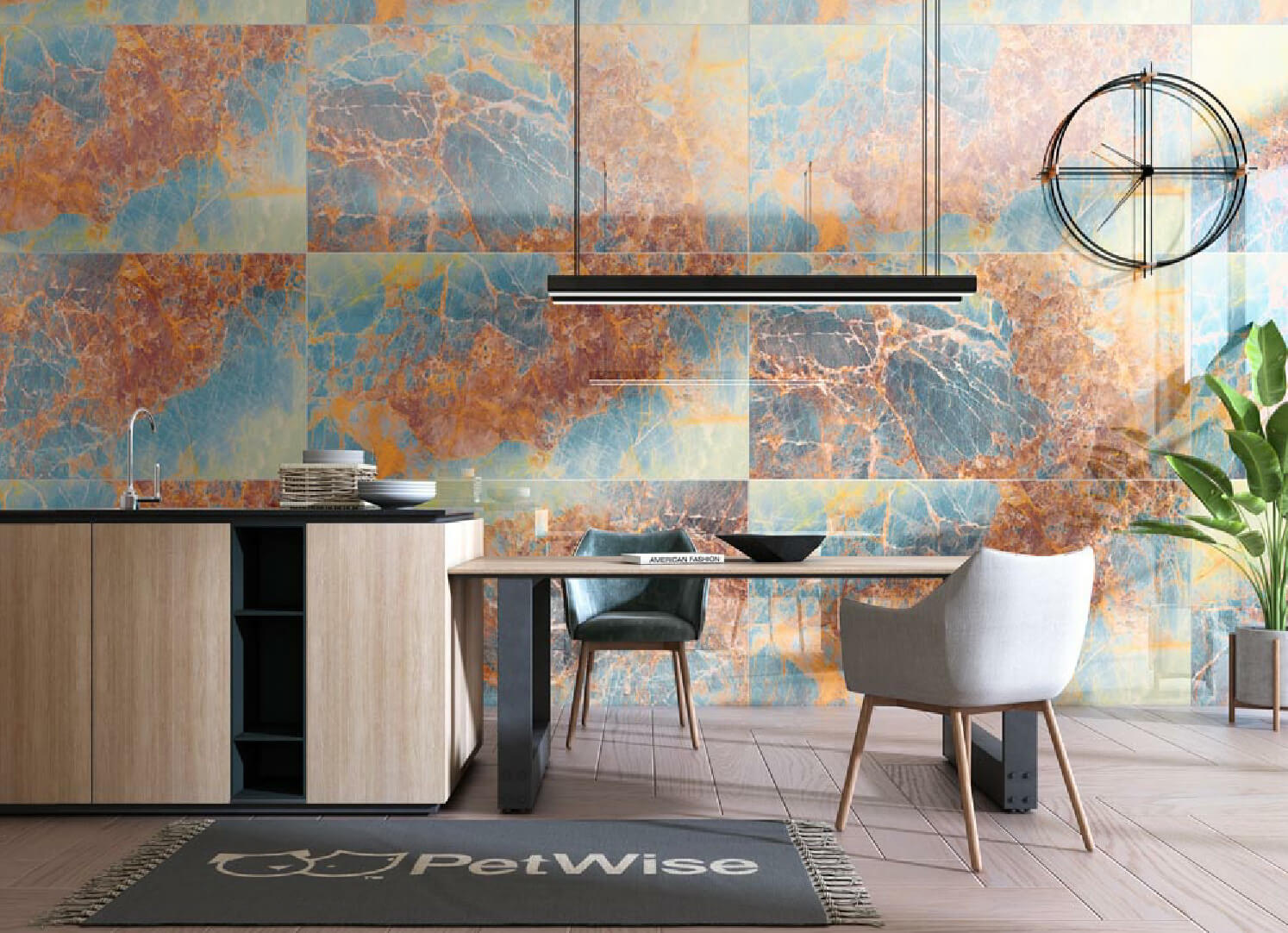 Nebula Sapphire Rectified Large Format Exotic Surface Stone Effect Porcelain (800mm x 1600mm) Floor & Wall Tiles