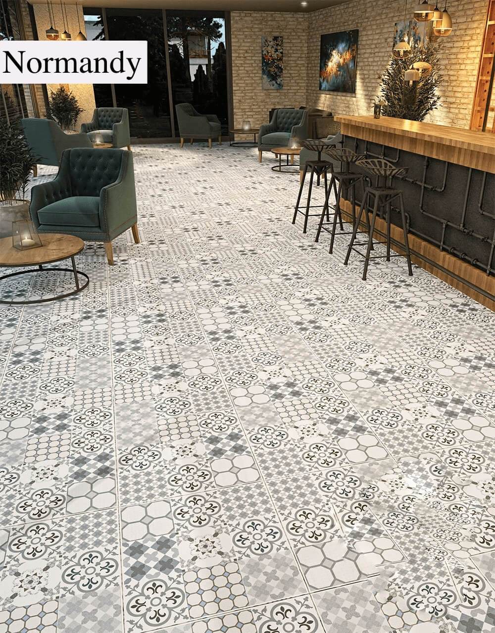 Porțelan mat, rectificat Normandy, 20 mm, 600 x 600 mm, gresie pentru podea pentru interior și exterior