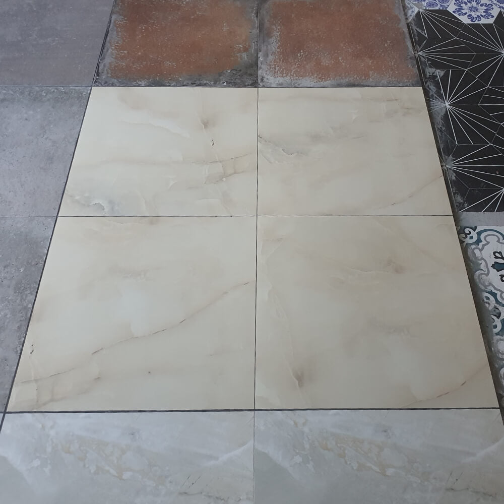 Onyx Crema Porțelan lustruit rectificat 600x600mm gresie și gresie
