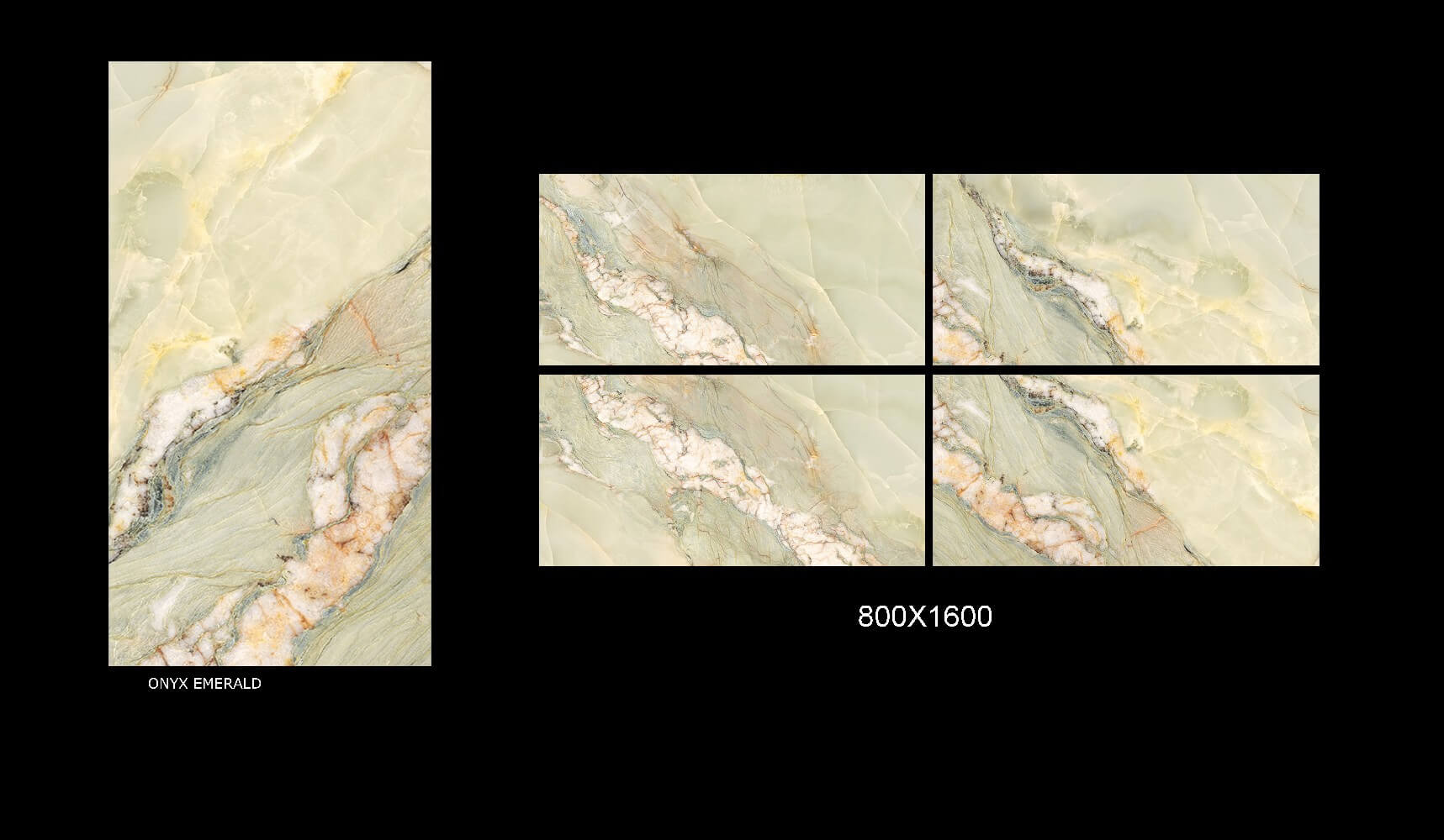 Onyx Emerald Rectified Large Format Exotic Surface Stone Effect Porcelain (800mm x 1600mm) Floor & Wall Tiles