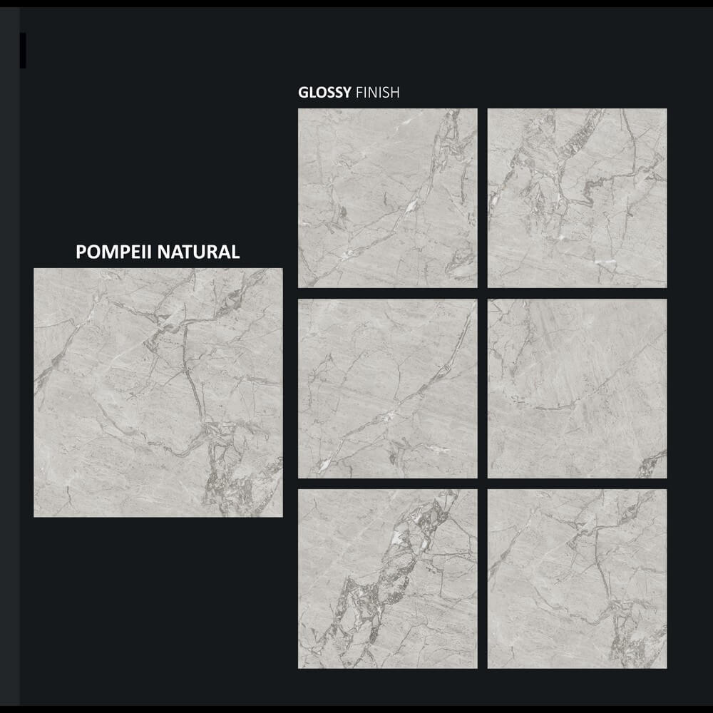 Pompei Natural Rectified Glossy Stone Effect Porcelain (800mm x 800mm) Wall and Floor Tiles