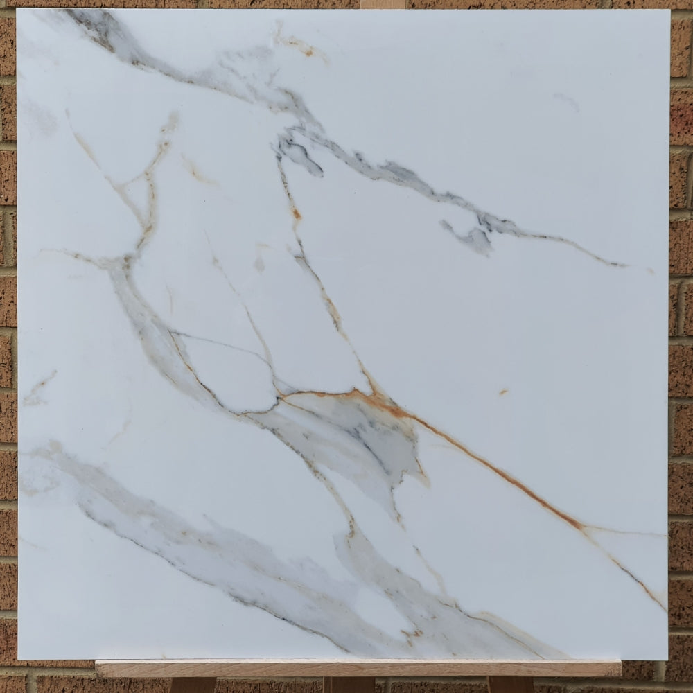 Regal Carrara Rectified Polished Porcelain (600mm x 600mm) Wall and Floor Tiles
