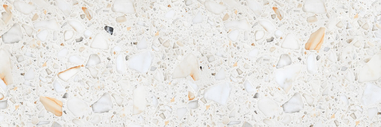 Terrazzo White 18mm Rectificat Format Mare Lustruit Efect Piatră Placi de Porțelan 800x2400mm