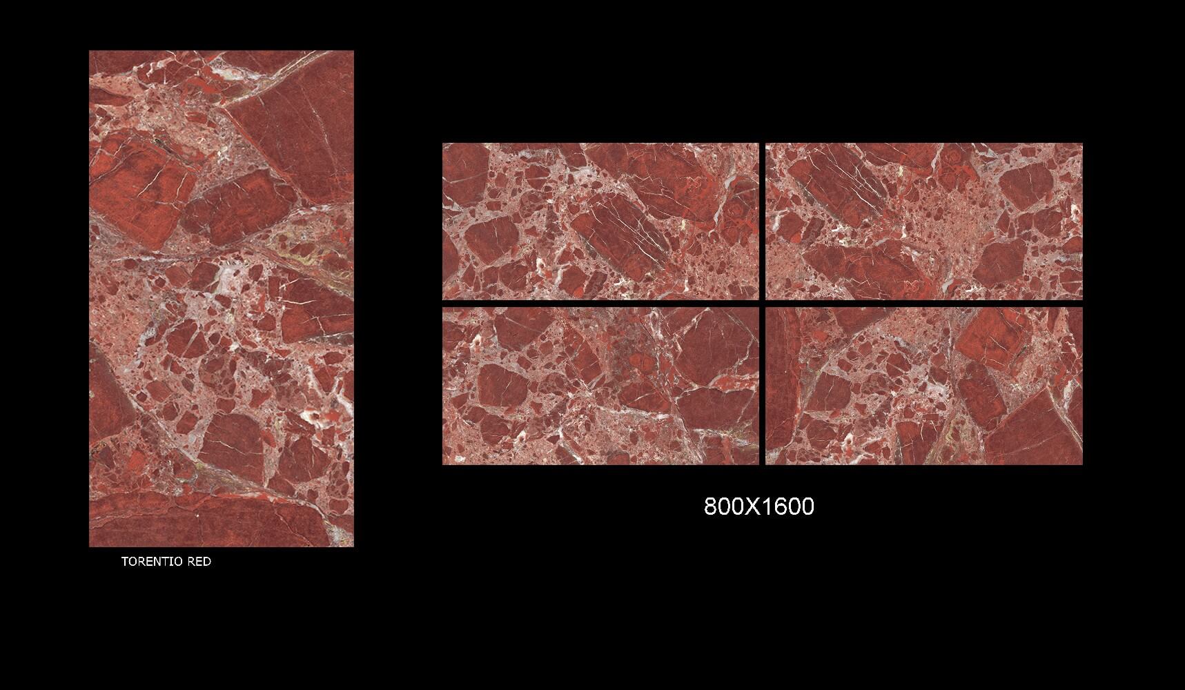 Torentio Red Rectified Large Format Exotic Surface Stone Effect Porcelain (800mm x 1600mm) Floor & Wall Tiles