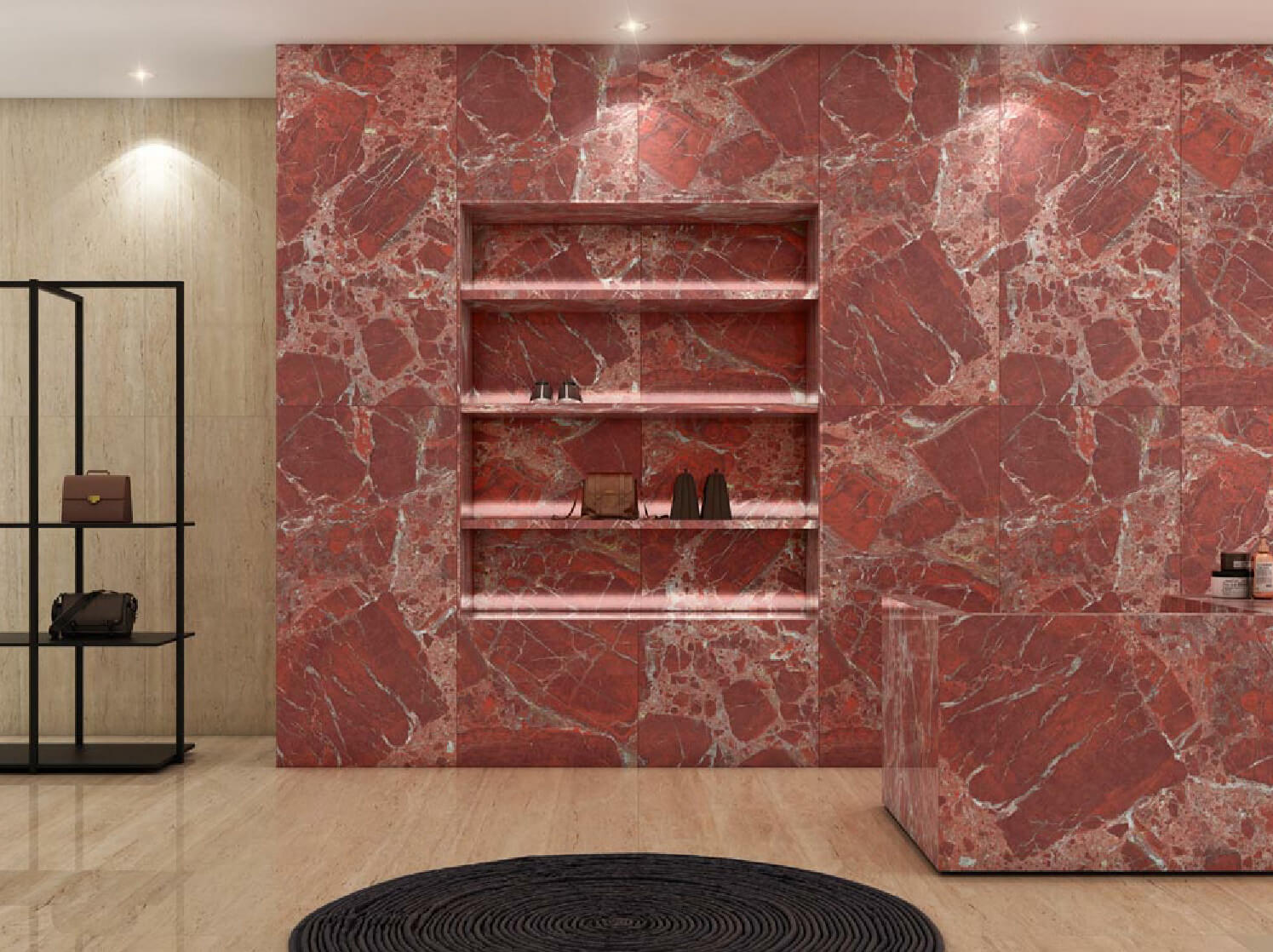 Torentio Red Rectified Large Format Exotic Surface Stone Effect Porcelain (800mm x 1600mm) Floor & Wall Tiles
