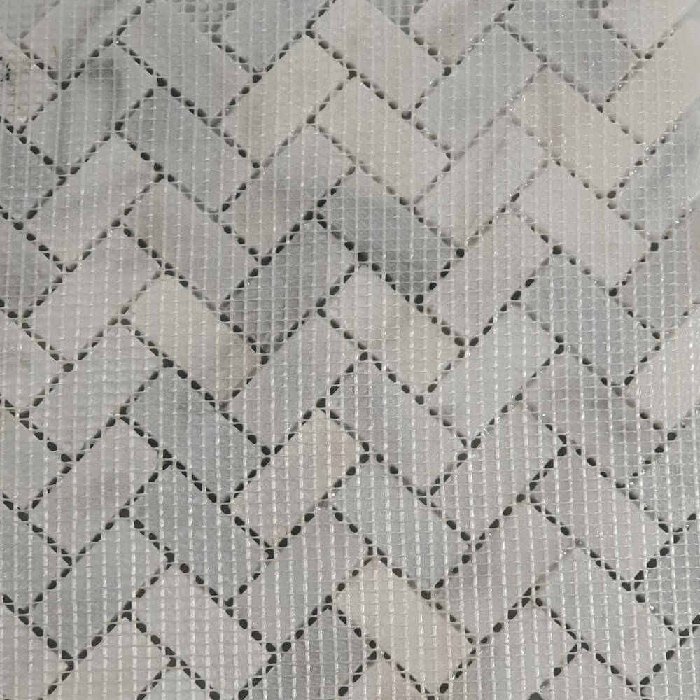 White Marble Herringbone Mosaic Wall Tiles