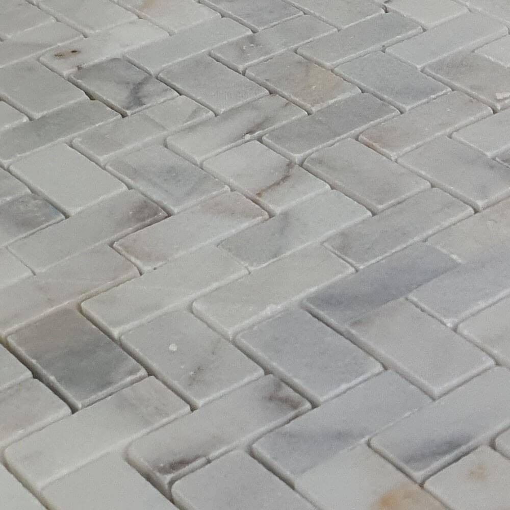White Marble Herringbone Mosaic Wall Tiles