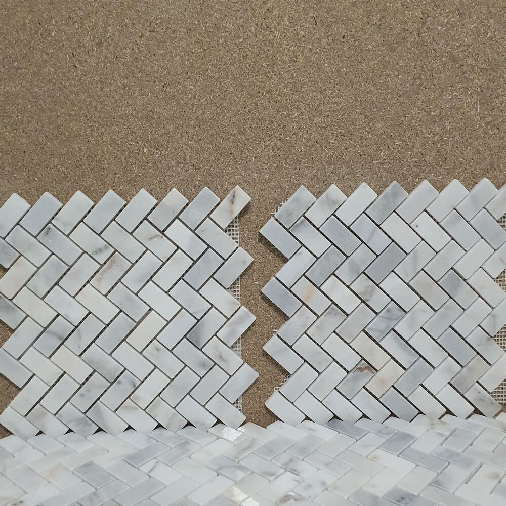 White Marble Herringbone Mosaic Wall Tiles