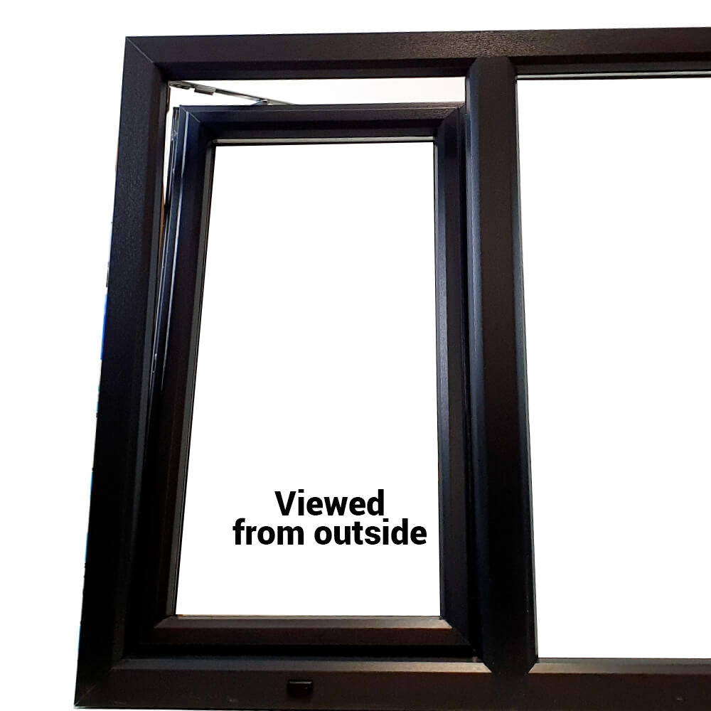 UPVC lewa lub prawa i górna zawieszona rama okienna z podwójnymi szybami i szkłem 70 mm UK 2 Uszczelka - wewnątrz biała na zewnątrz antracyt