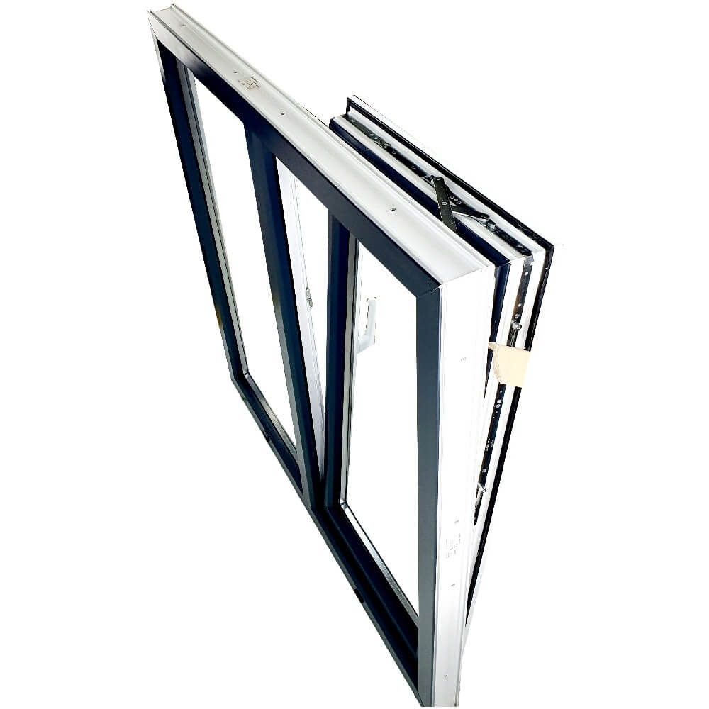 UPVC Side Hung Tilt and Turn Podwójnie przeszklona rama okienna i szkło 70mm UK 2 Uszczelka Uszczelka - Wewnątrz Biała Na Zewnątrz Antracyt