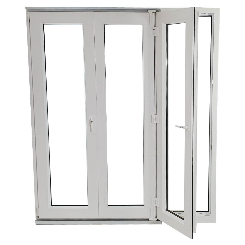 UPVC Białe Bi Składane Drzwi Prawe Zawieszane - (3 Drzwi)