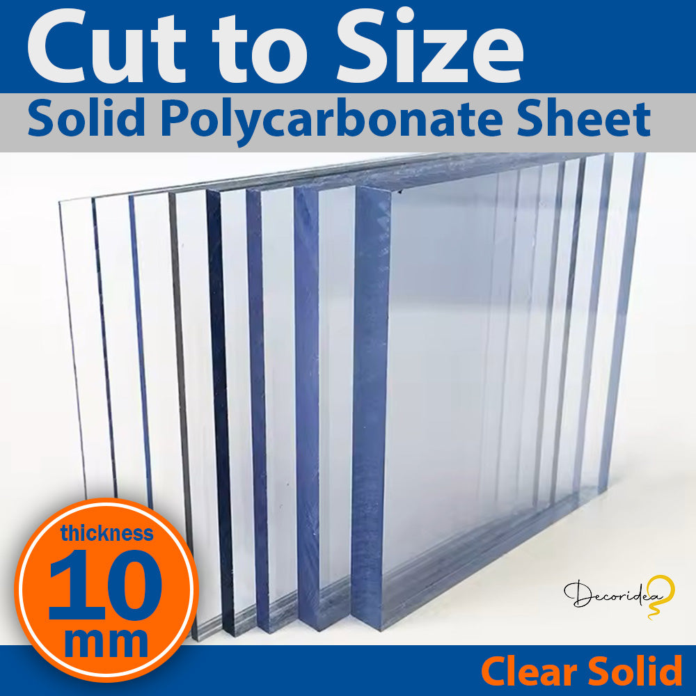 10mm Polycarbonate Solid Clear Sheet Double Sided UV Protection Cut To Size