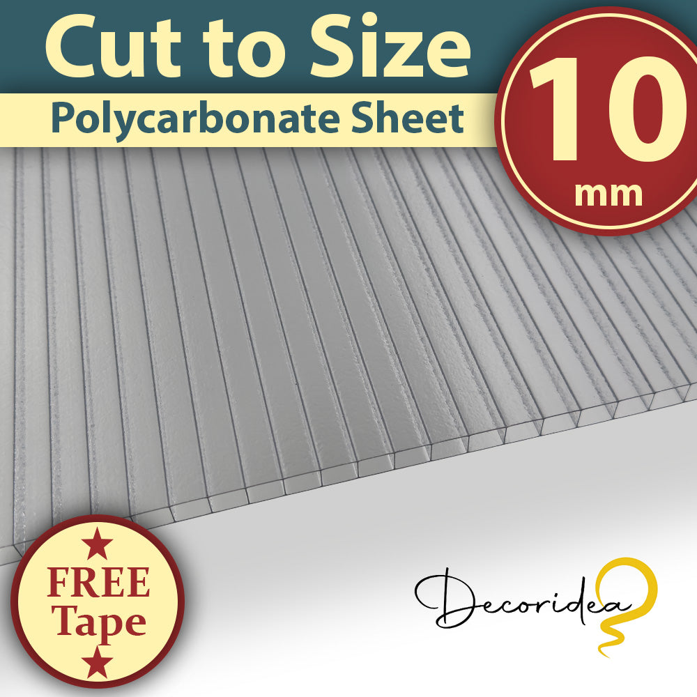Foaie de acoperiș din policarbonat de 10 mm, mată transparentă, diferite dimensiuni, 10 ani garanție, protecție UV