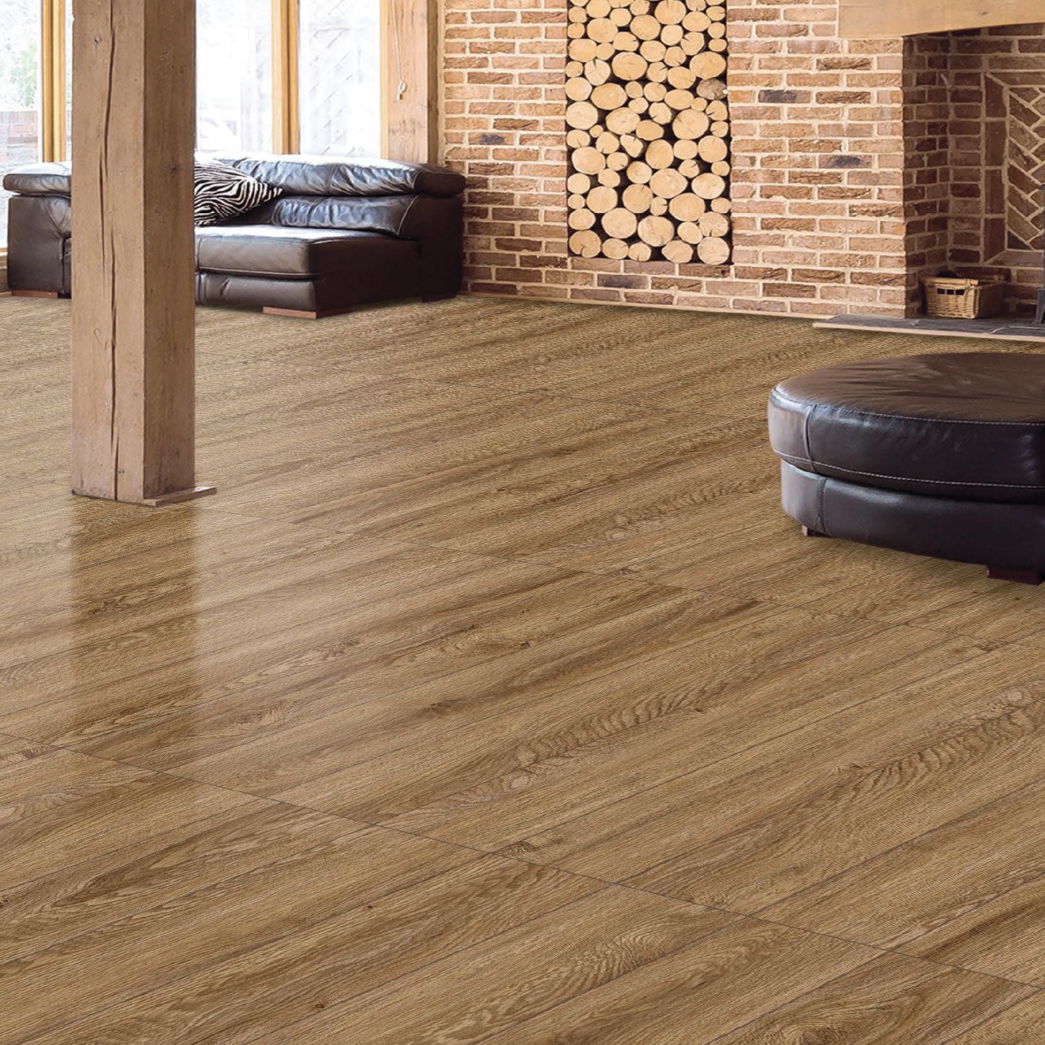 Campus Golden Brown 5 mm SPC Waterproof Flooring - 181 x 1220 mm