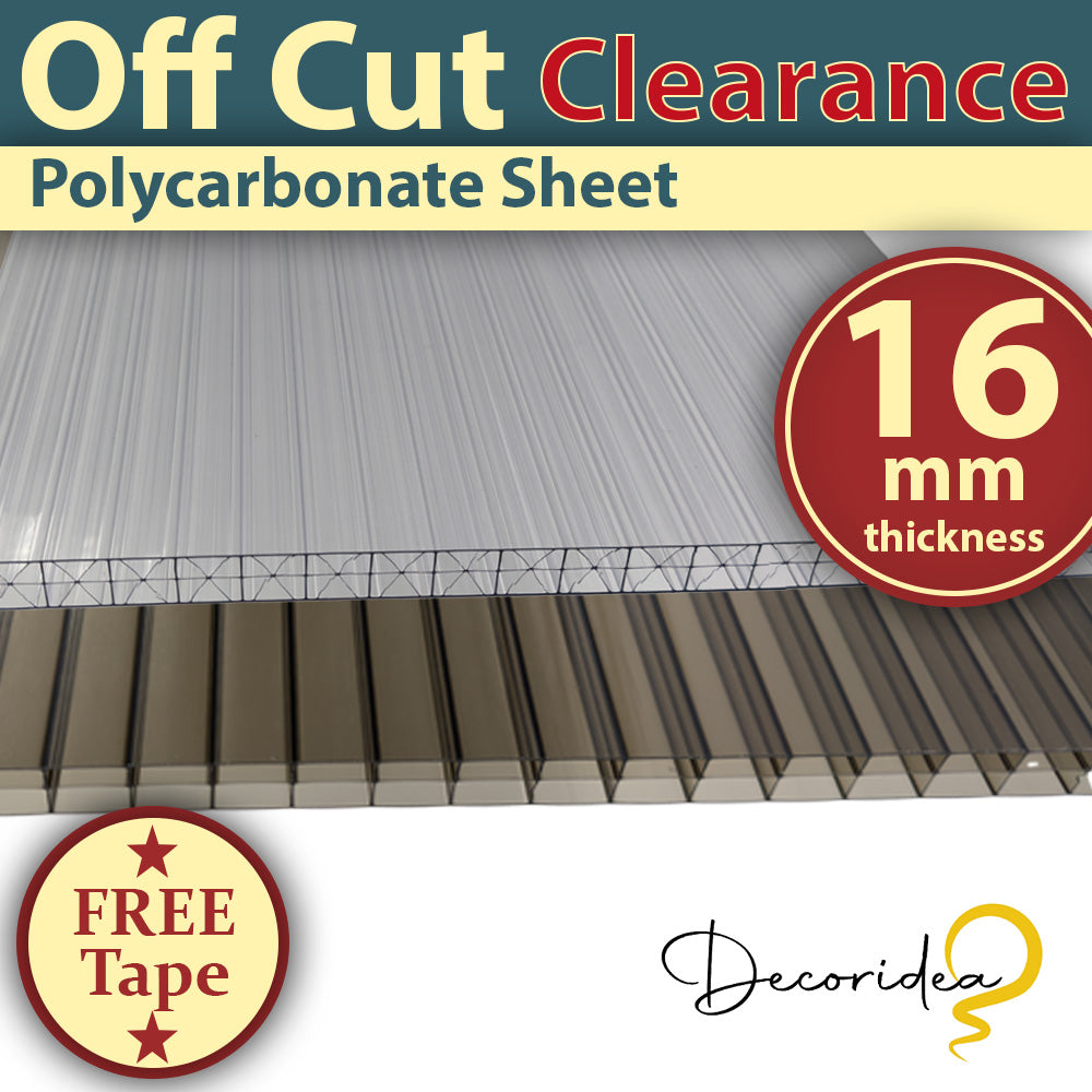 !!! OFFCUT CLEARANCE !!! 16mm Polycarbonate Greenhouse Roofing Sheets UV Protected