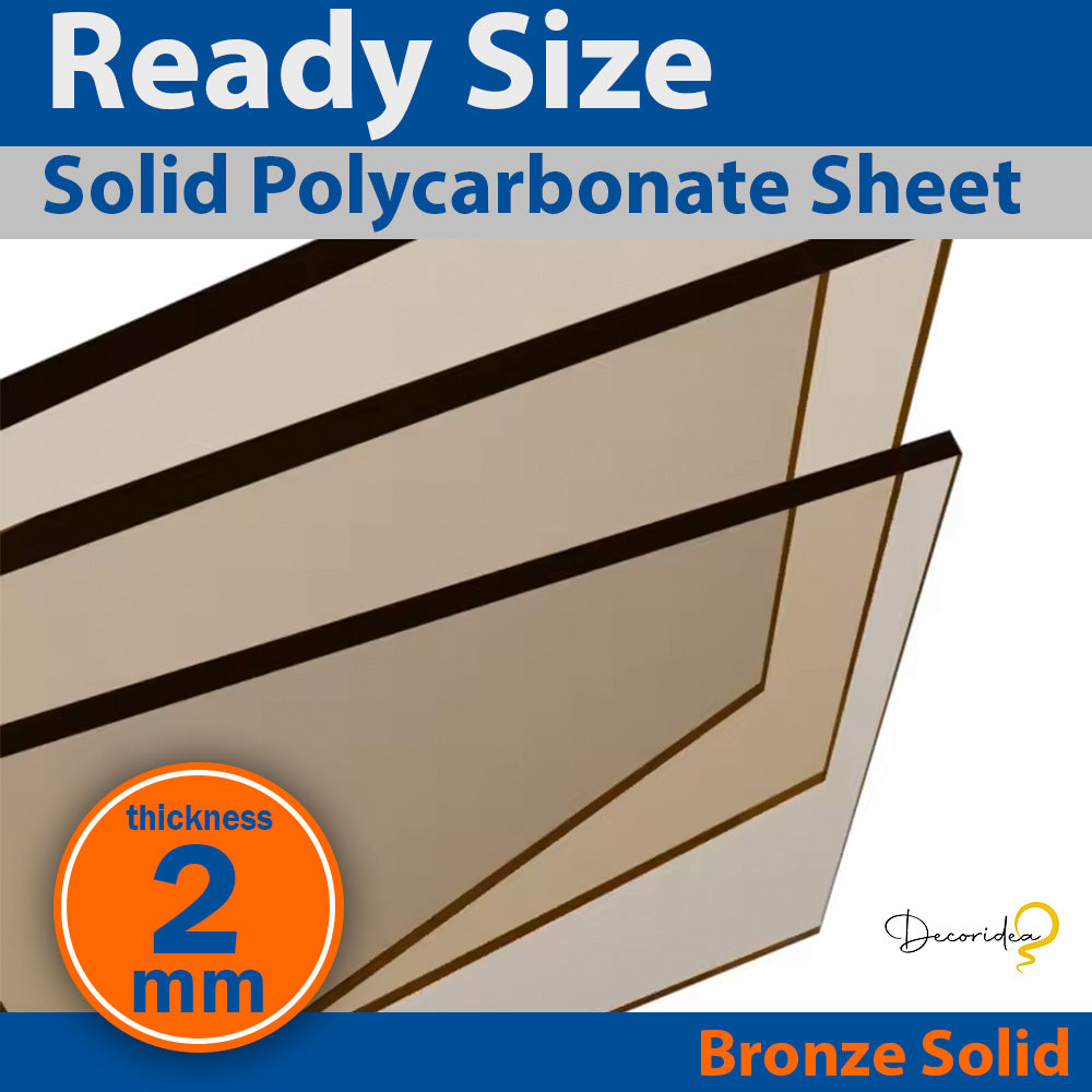 2mm Bronze Polycarbonate Solid Sheet One Sided UV Protection Various Ready Sizes