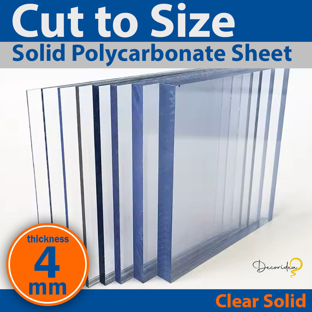 4mm Polycarbonate Solid Clear Sheet One Sided UV Protection Cut To Size