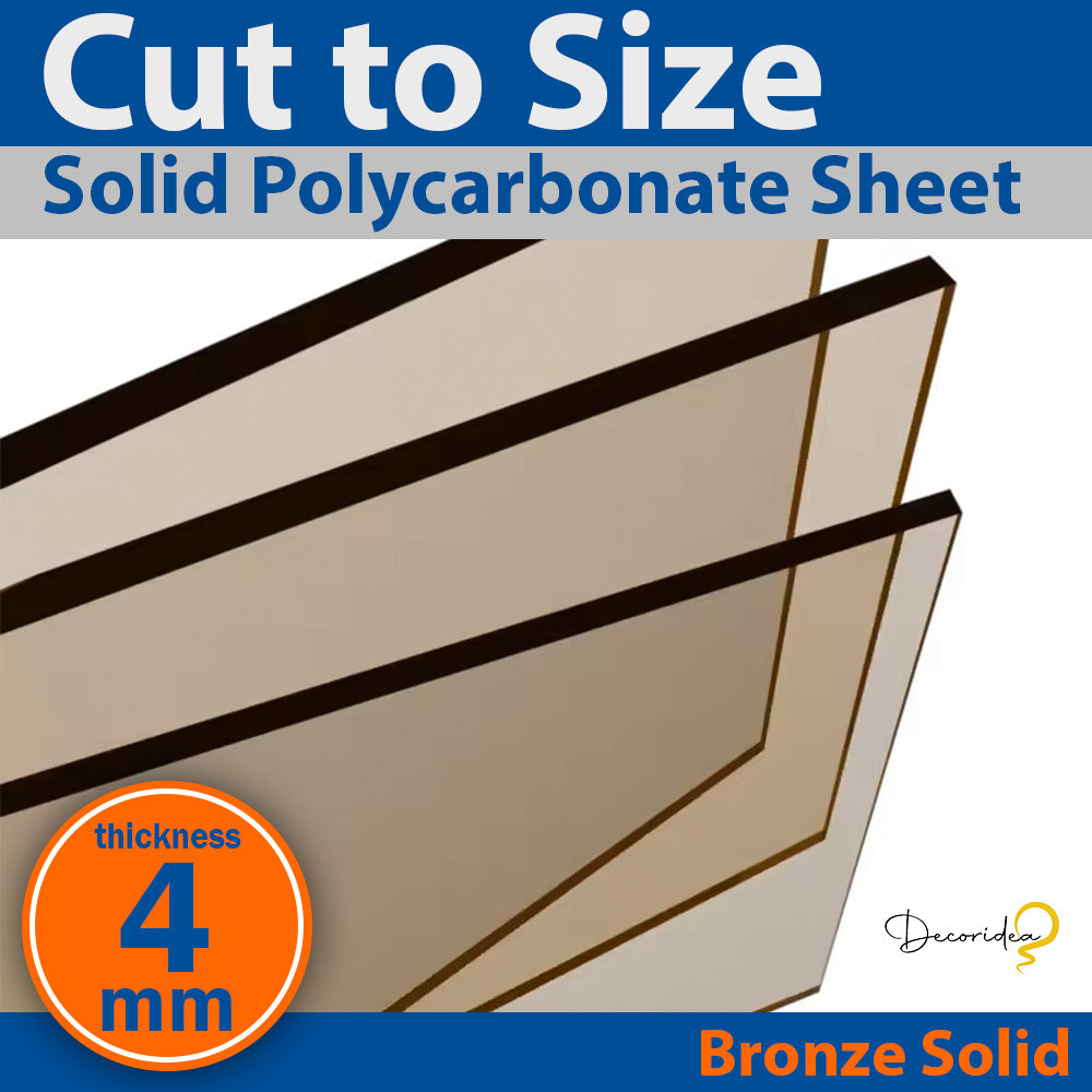 4mm Bronze Polycarbonate Solid Sheet One Sided UV Protection Cut To Size